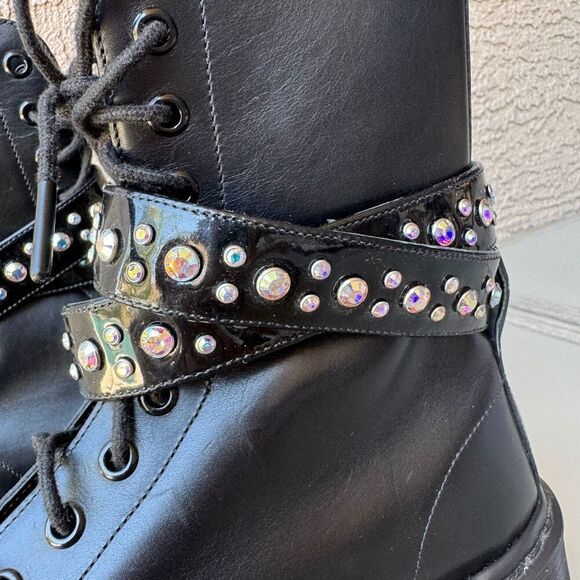 Dr Martens Swarovski Crystal Strap Boot Womens 8 Black Rare Limited Edition - Picture 15 of 16